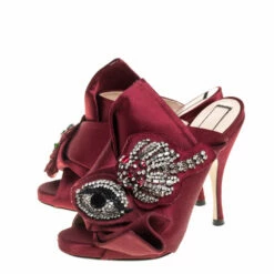 N21 Maroon Embellished Satin Knot Mules Sandals Size 36 Women 5 N21 Maroon Embellished Satin Knot Mules Sandals Size 36 Women -N21shop luxury women n21 used shoes p350849 007