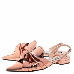 N21 Metallic Bronze Leather Knotted Toe Slingback Flat Sandals Size 40 Women 5 N21 Metallic Bronze Leather Knotted Toe Slingback Flat Sandals Size 40 Women -N21shop luxury women n21 used shoes p355594 002