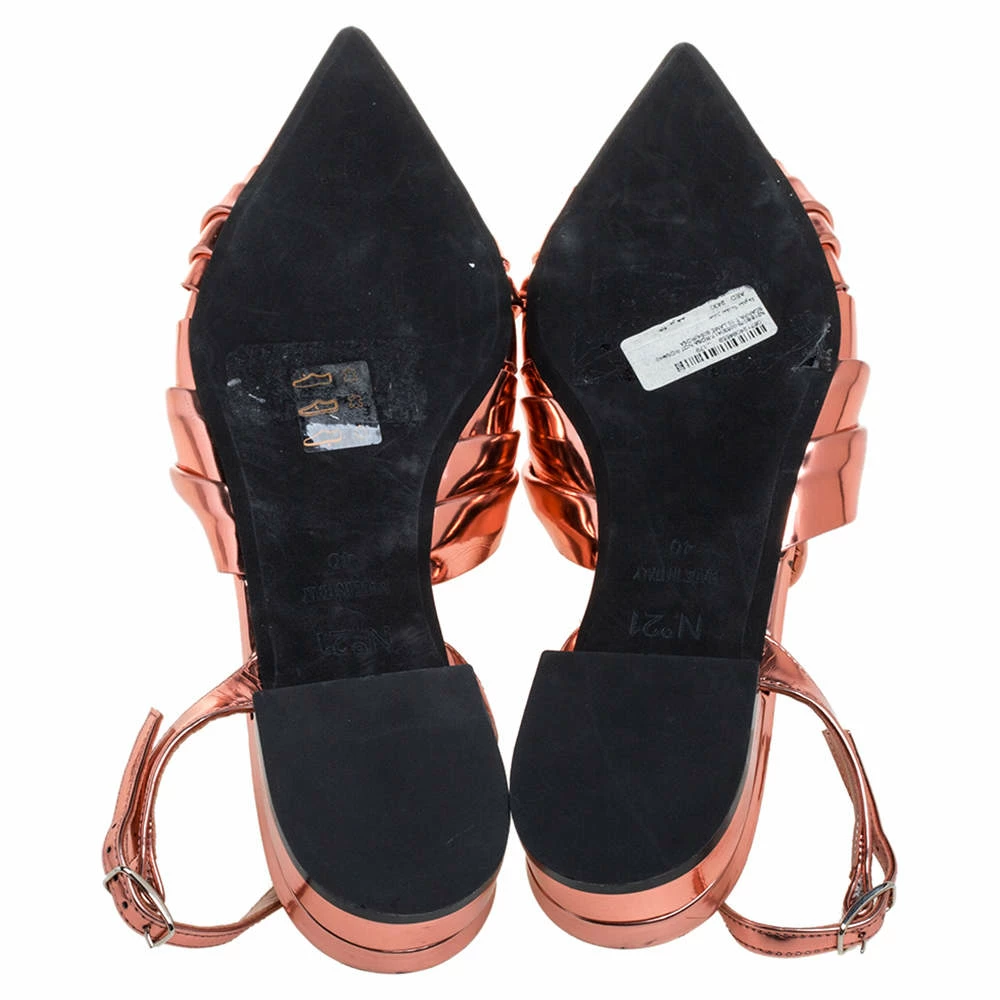 N21 Metallic Bronze Leather Knotted Toe Slingback Flat Sandals Size 40 Women N21 Metallic Bronze Leather Knotted Toe Slingback Flat Sandals Size 40 Women -N21shop luxury women n21 used shoes p355594 008