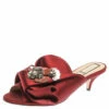 N21 Burgundy Satin Embellished Knot Mule Sandals Size 40 Women -N21shop luxury women n21 used shoes p355607 001