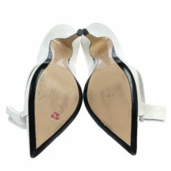 N21 White Leather Knot Pointed Toe Pumps Size 38.5 Women -N21shop luxury women n21 used shoes p357171 002