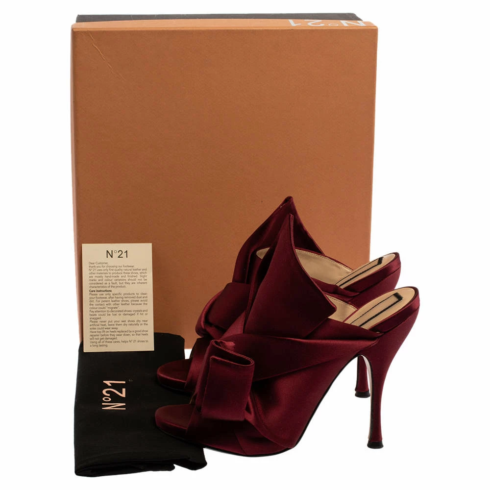 N21 Burgundy Satin Knot Open Toe Sandals Size 39 Women N21 Burgundy Satin Knot Open Toe Sandals Size 39 Women -N21shop luxury women n21 used shoes p359925 001