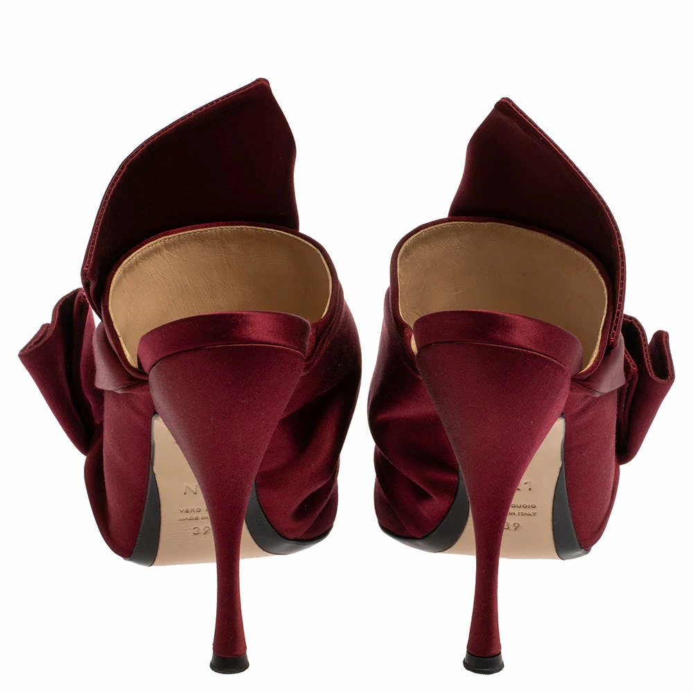 N21 Burgundy Satin Knot Open Toe Sandals Size 39 Women N21 Burgundy Satin Knot Open Toe Sandals Size 39 Women -N21shop luxury women n21 used shoes p359925 007