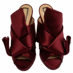N21 Burgundy Satin Knot Open Toe Sandals Size 39 Women 4 N21 Burgundy Satin Knot Open Toe Sandals Size 39 Women -N21shop luxury women n21 used shoes p359925 008