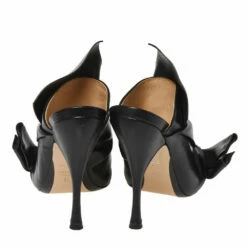 N21 Black Leather Ronny Pleated Mule Sandals Size 38 Women -N21shop luxury women n21 used shoes p360282 004