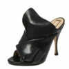 N21 Black Leather Ronny Pleated Mule Sandals Size 38 Women -N21shop luxury women n21 used shoes p360282 006