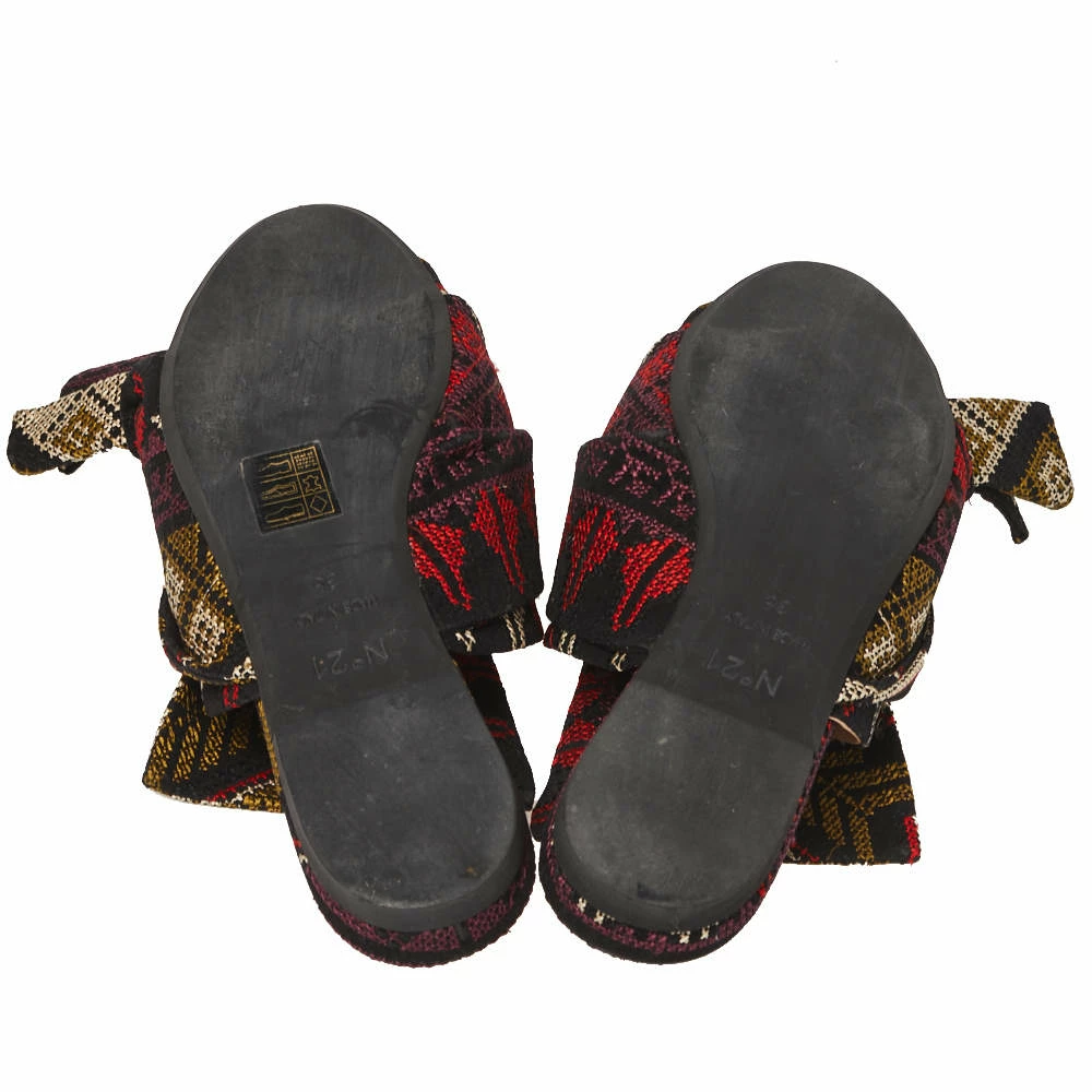 N21 Multicolor Embroidered Fabric Knot Flat Slides Size 36 Women Flats N21 Multicolor Embroidered Fabric Knot Flat Slides Size 36 Women Flats -N21shop luxury women n21 used shoes p366278 008