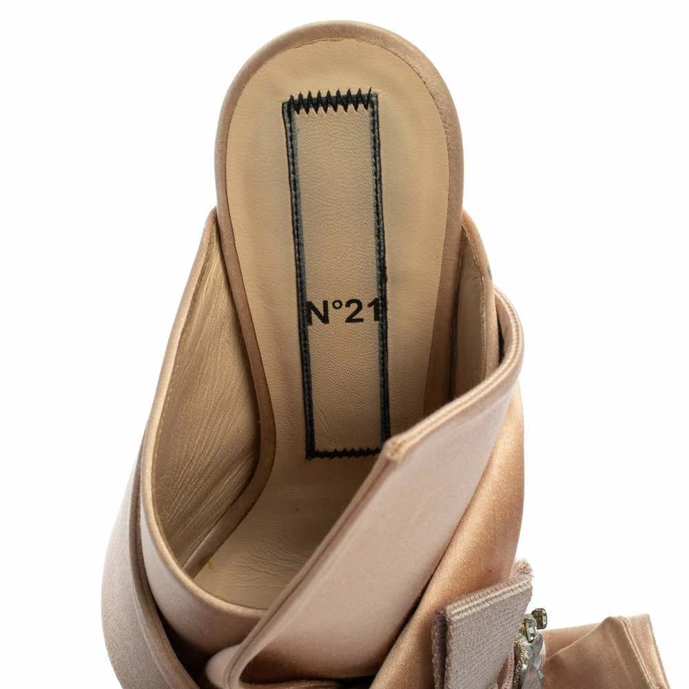 N21 N°21 Beige Satin Embellished Knot Mule Sandals Size 39.5 Women N21 N°21 Beige Satin Embellished Knot Mule Sandals Size 39.5 Women -N21shop luxury women n21 used shoes p366866 003