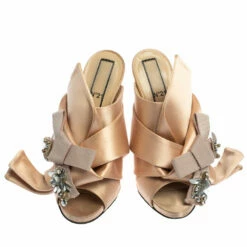 N21 N°21 Beige Satin Embellished Knot Mule Sandals Size 39.5 Women 4 N21 N°21 Beige Satin Embellished Knot Mule Sandals Size 39.5 Women -N21shop luxury women n21 used shoes p366866 008