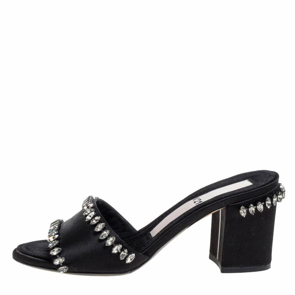 N21 Nº21 Black Satin Crystal Embellished Slide Sandals Size 37 Women N21 Nº21 Black Satin Crystal Embellished Slide Sandals Size 37 Women -N21shop luxury women n21 used shoes p370932 003