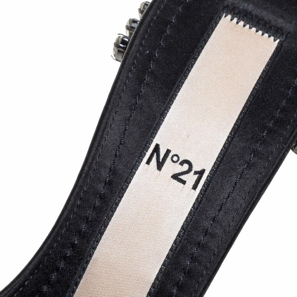 N21 Nº21 Black Satin Crystal Embellished Slide Sandals Size 37 Women N21 Nº21 Black Satin Crystal Embellished Slide Sandals Size 37 Women -N21shop luxury women n21 used shoes p370932 004