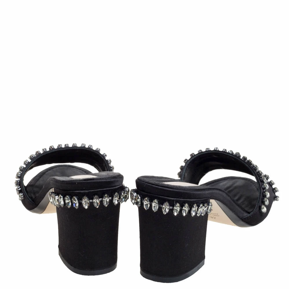 N21 Nº21 Black Satin Crystal Embellished Slide Sandals Size 37 Women N21 Nº21 Black Satin Crystal Embellished Slide Sandals Size 37 Women -N21shop luxury women n21 used shoes p370932 006