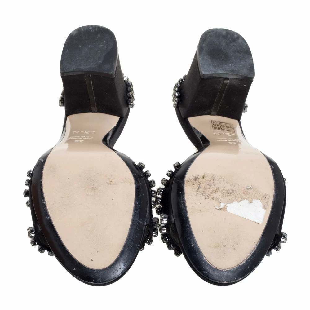N21 Nº21 Black Satin Crystal Embellished Slide Sandals Size 37 Women N21 Nº21 Black Satin Crystal Embellished Slide Sandals Size 37 Women -N21shop luxury women n21 used shoes p370932 007