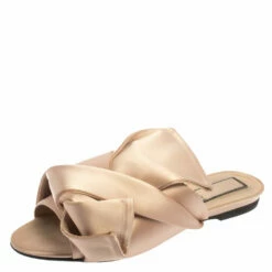 N21 Pale Pink Satin Knotted Slide Sandals Size 37 Women