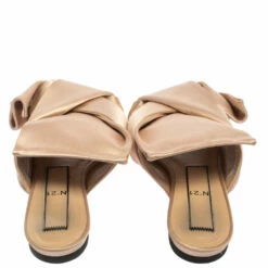 N21 Pale Pink Satin Knotted Slide Sandals Size 37 Women -N21shop luxury women n21 used shoes p371459 009