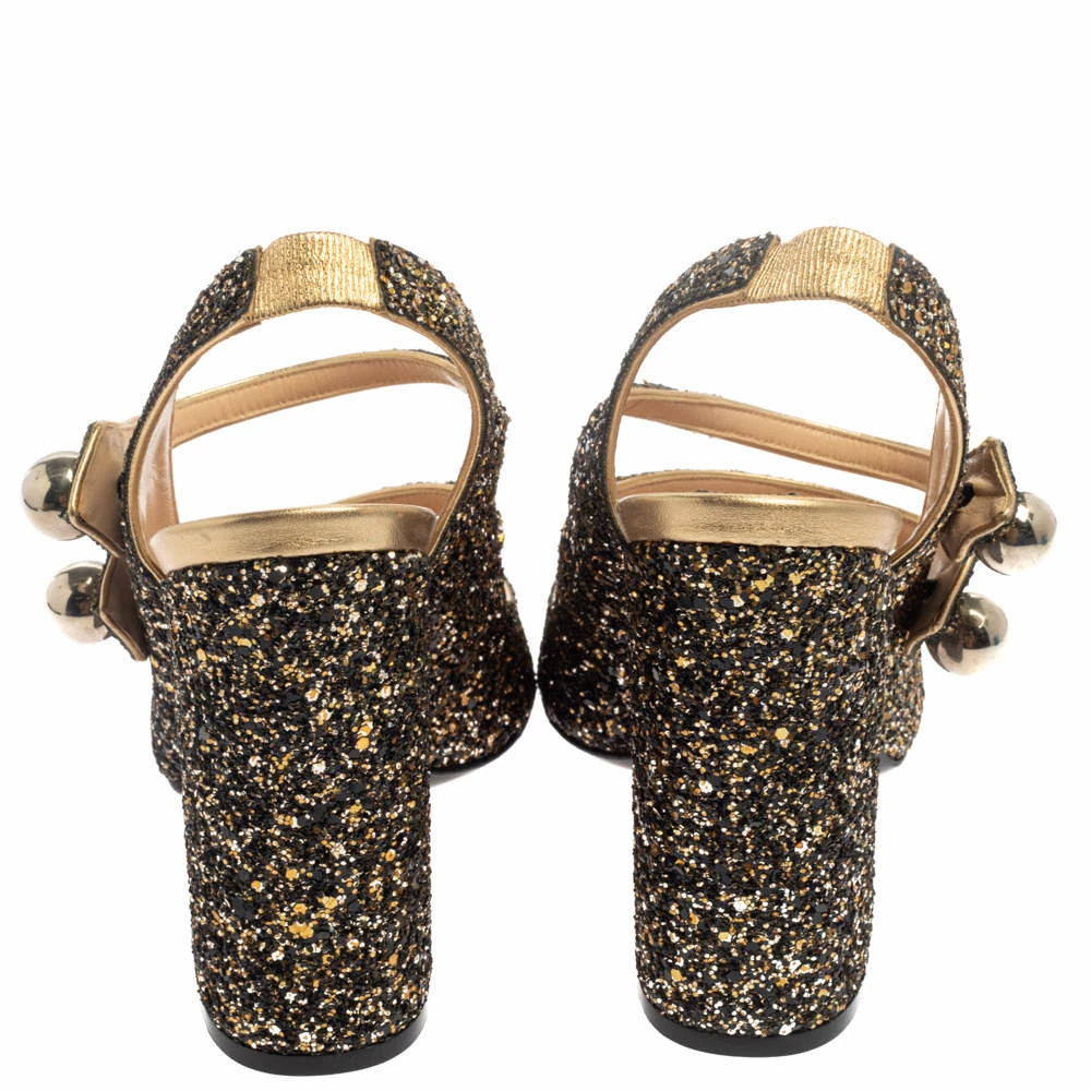 N21 Gold/Black Glitter Strappy Slingback Sandals Size 40 Women N21 Gold/Black Glitter Strappy Slingback Sandals Size 40 Women -N21shop luxury women n21 used shoes p372454 005