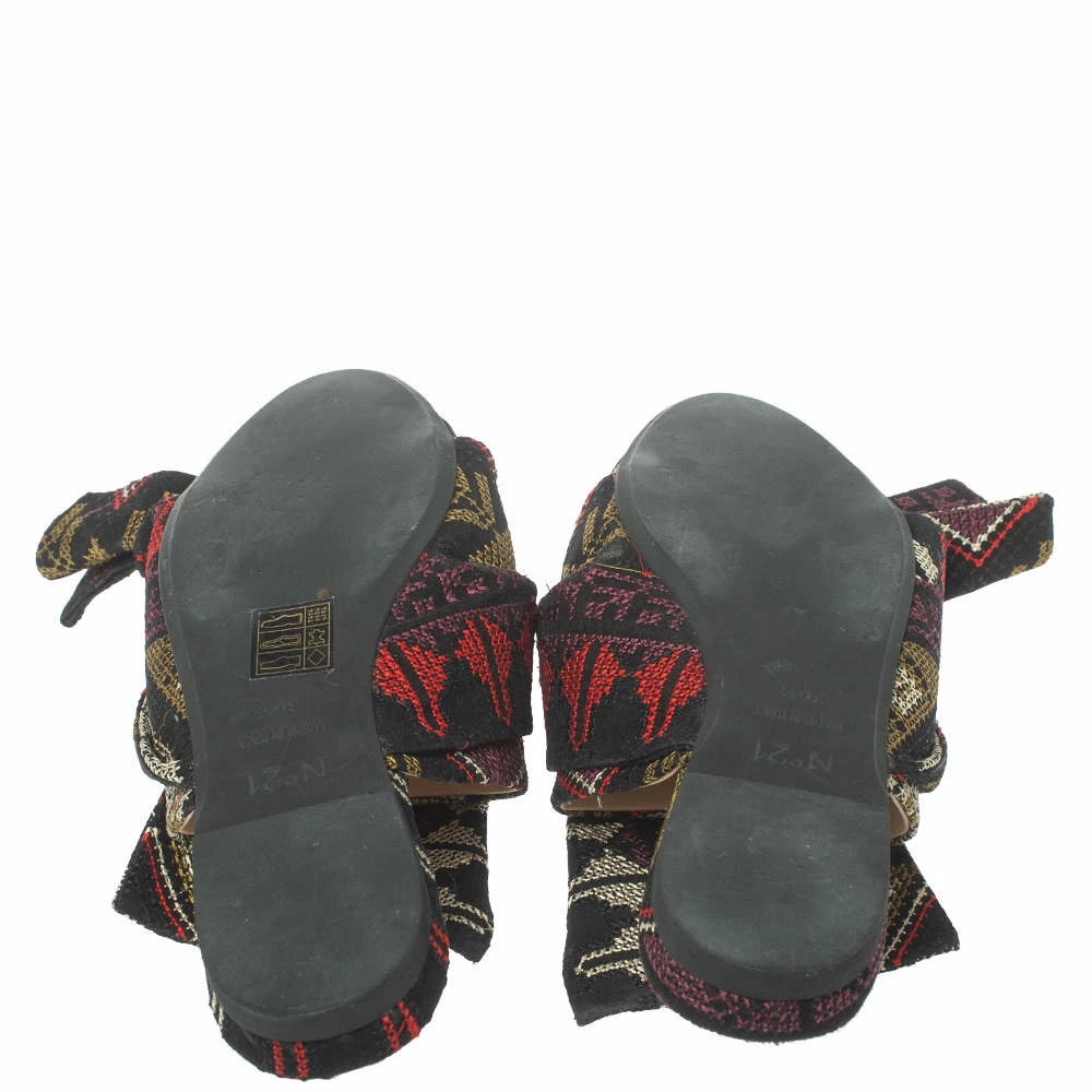 N21 Multicolor Embroidered Fabric Knot Flat Slides Size 36.5 Women Flats N21 Multicolor Embroidered Fabric Knot Flat Slides Size 36.5 Women Flats -N21shop luxury women n21 used shoes p372978 008