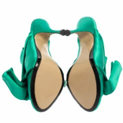 N21 Emerald Green Satin Raso Knot Peep Toe Mules Size 38 Women Sandals 7 N21 Emerald Green Satin Raso Knot Peep Toe Mules Size 38 Women Sandals -N21shop luxury women n21 used shoes p374536 001