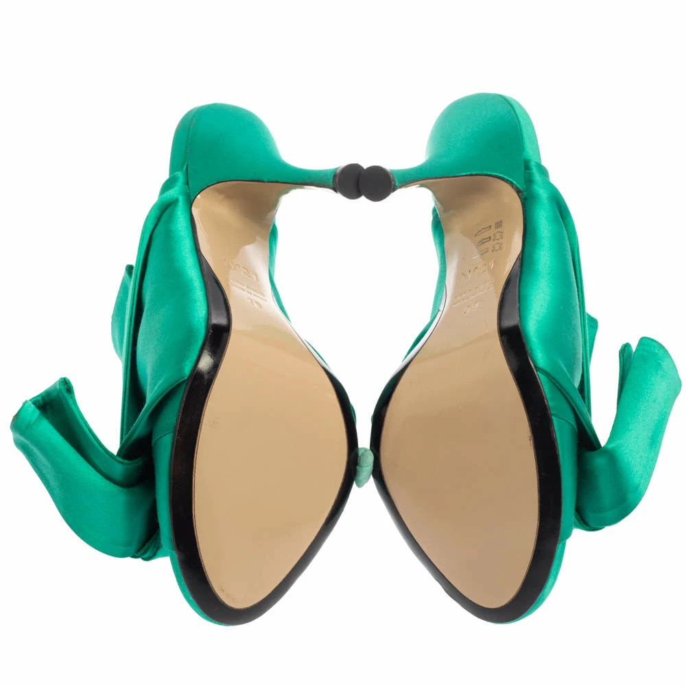 N21 Emerald Green Satin Raso Knot Peep Toe Mules Size 38 Women Sandals N21 Emerald Green Satin Raso Knot Peep Toe Mules Size 38 Women Sandals -N21shop luxury women n21 used shoes p374536 001