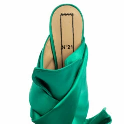 N21 Emerald Green Satin Raso Knot Peep Toe Mules Size 38 Women Sandals 8 N21 Emerald Green Satin Raso Knot Peep Toe Mules Size 38 Women Sandals -N21shop luxury women n21 used shoes p374536 003