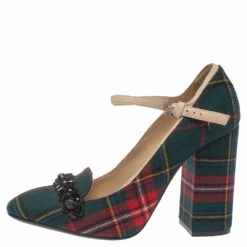 N21 Green Check Fabric Mary Jane Pumps Size 38.5 Women 3 N21 Green Check Fabric Mary Jane Pumps Size 38.5 Women -N21shop luxury women n21 used shoes p376105 001