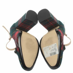 N21 Green Check Fabric Mary Jane Pumps Size 38.5 Women 7 N21 Green Check Fabric Mary Jane Pumps Size 38.5 Women -N21shop luxury women n21 used shoes p376105 005