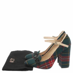 N21 Green Check Fabric Mary Jane Pumps Size 38.5 Women 9 N21 Green Check Fabric Mary Jane Pumps Size 38.5 Women -N21shop luxury women n21 used shoes p376105 007
