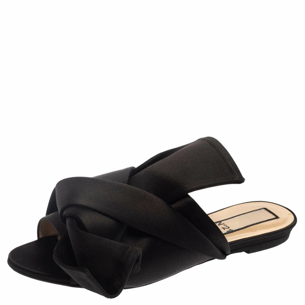 N21 Black Satin Knot Flat Mules Size 39 Women Flats N21 Black Satin Knot Flat Mules Size 39 Women Flats -N21shop luxury women n21 used shoes p379390 001