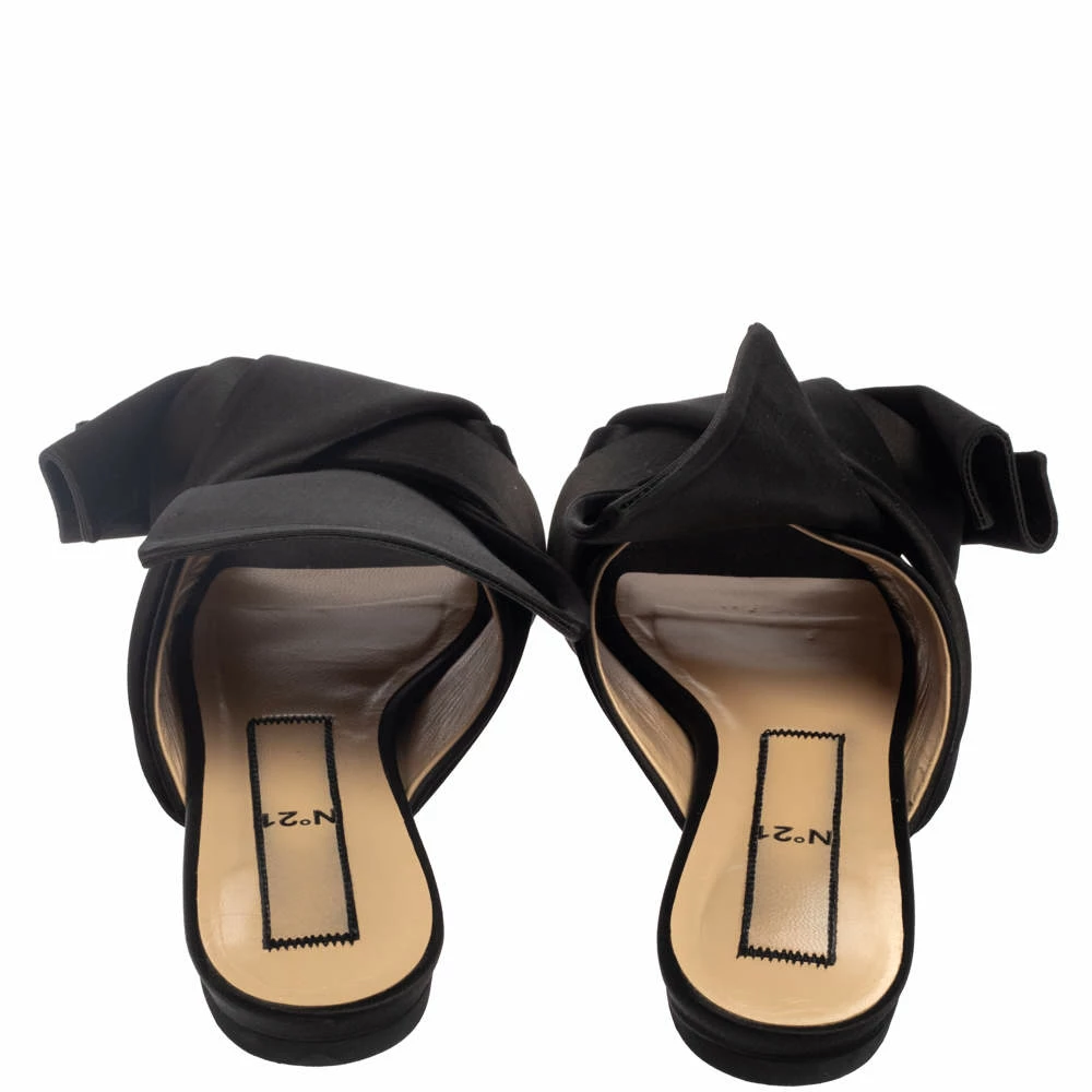 N21 Black Satin Knot Flat Mules Size 39 Women Flats N21 Black Satin Knot Flat Mules Size 39 Women Flats -N21shop luxury women n21 used shoes p379390 005
