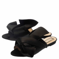 N21 Black Satin Knot Flat Mules Size 39 Women Flats 5 N21 Black Satin Knot Flat Mules Size 39 Women Flats -N21shop luxury women n21 used shoes p379390 006