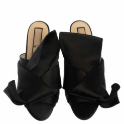 N21 Black Satin Knot Flat Mules Size 39 Women Flats 4 N21 Black Satin Knot Flat Mules Size 39 Women Flats -N21shop luxury women n21 used shoes p379390 007
