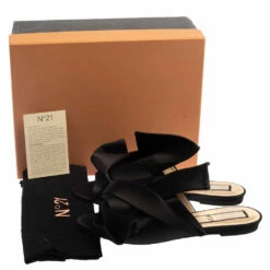 N21 Black Satin Knot Flat Mules Size 39 Women Flats 9 N21 Black Satin Knot Flat Mules Size 39 Women Flats -N21shop luxury women n21 used shoes p379390 008