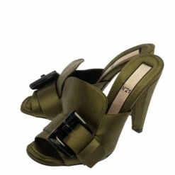 N21 Green Satin Slip On Mule Sandals Size 37.5 Women 5 N21 Green Satin Slip On Mule Sandals Size 37.5 Women -N21shop luxury women n21 used shoes p380963 005