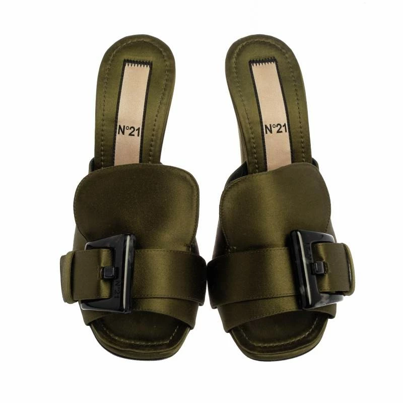 N21 Green Satin Slip On Mule Sandals Size 37.5 Women N21 Green Satin Slip On Mule Sandals Size 37.5 Women -N21shop luxury women n21 used shoes p380963 1610964832 009