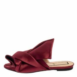 N21 Burgundy Satin Knotted Flats Size 39 Women 3 N21 Burgundy Satin Knotted Flats Size 39 Women -N21shop luxury women n21 used shoes p381157 001