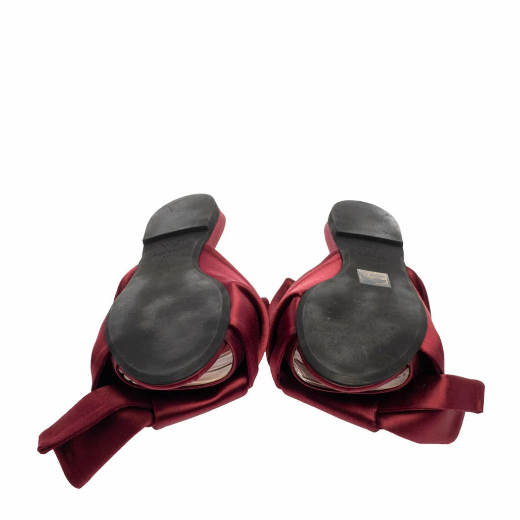 N21 Burgundy Satin Knotted Flats Size 39 Women N21 Burgundy Satin Knotted Flats Size 39 Women -N21shop luxury women n21 used shoes p381157 002