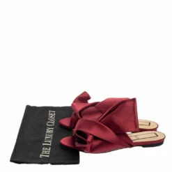 N21 Burgundy Satin Knotted Flats Size 39 Women 9 N21 Burgundy Satin Knotted Flats Size 39 Women -N21shop luxury women n21 used shoes p381157 003
