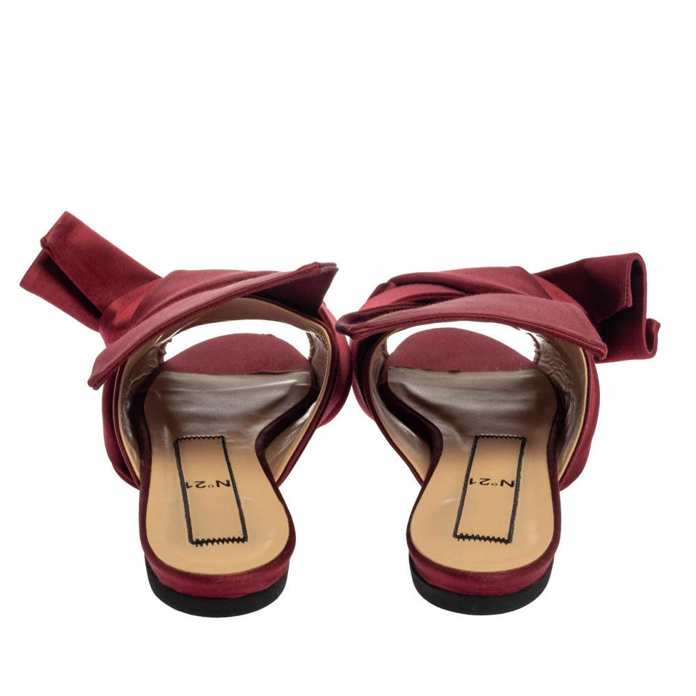 N21 Burgundy Satin Knotted Flats Size 39 Women N21 Burgundy Satin Knotted Flats Size 39 Women -N21shop luxury women n21 used shoes p381157 006