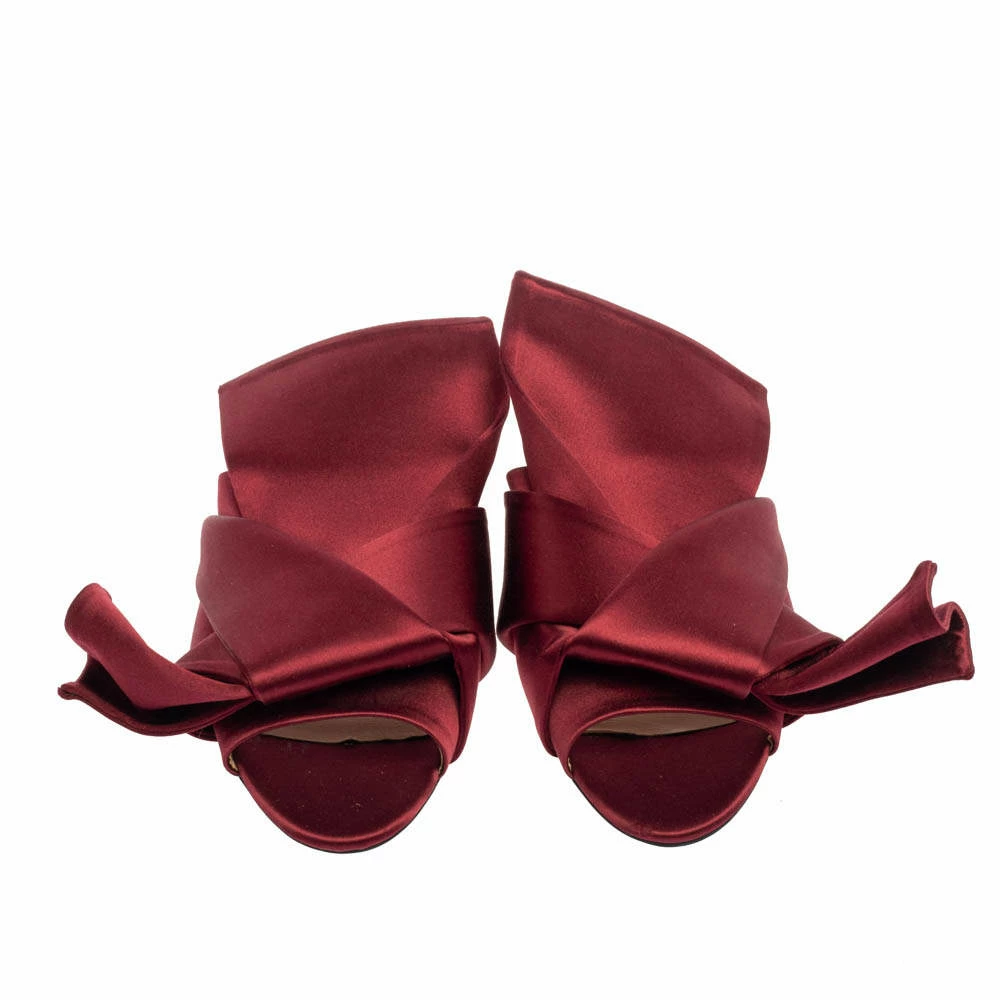 N21 Burgundy Satin Knotted Flats Size 39 Women N21 Burgundy Satin Knotted Flats Size 39 Women -N21shop luxury women n21 used shoes p381157 008