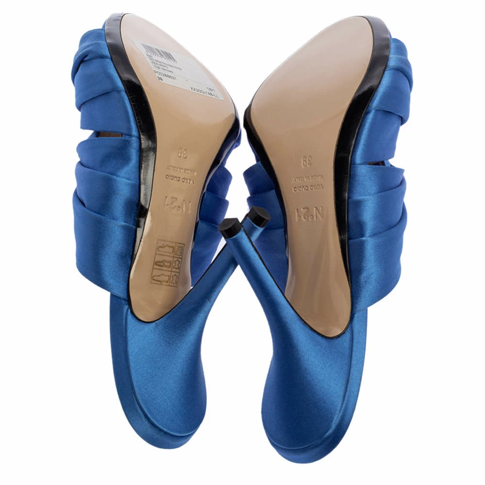 N21 Blue Satin Twisted Knot Mule Sandals Size 39 Women N21 Blue Satin Twisted Knot Mule Sandals Size 39 Women -N21shop luxury women n21 used shoes p385472 002