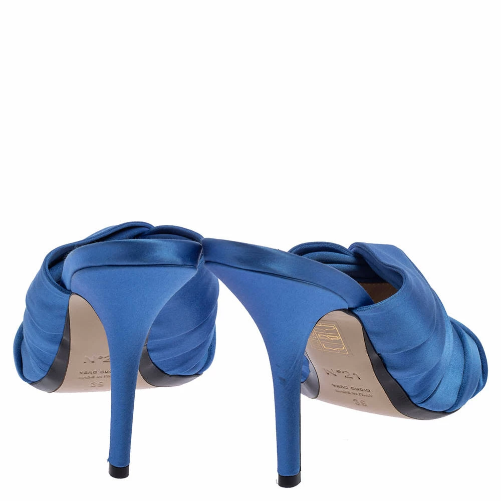 N21 Blue Satin Twisted Knot Mule Sandals Size 39 Women N21 Blue Satin Twisted Knot Mule Sandals Size 39 Women -N21shop luxury women n21 used shoes p385472 005