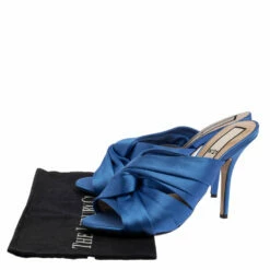 N21 Blue Satin Twisted Knot Mule Sandals Size 39 Women 9 N21 Blue Satin Twisted Knot Mule Sandals Size 39 Women -N21shop luxury women n21 used shoes p385472 009