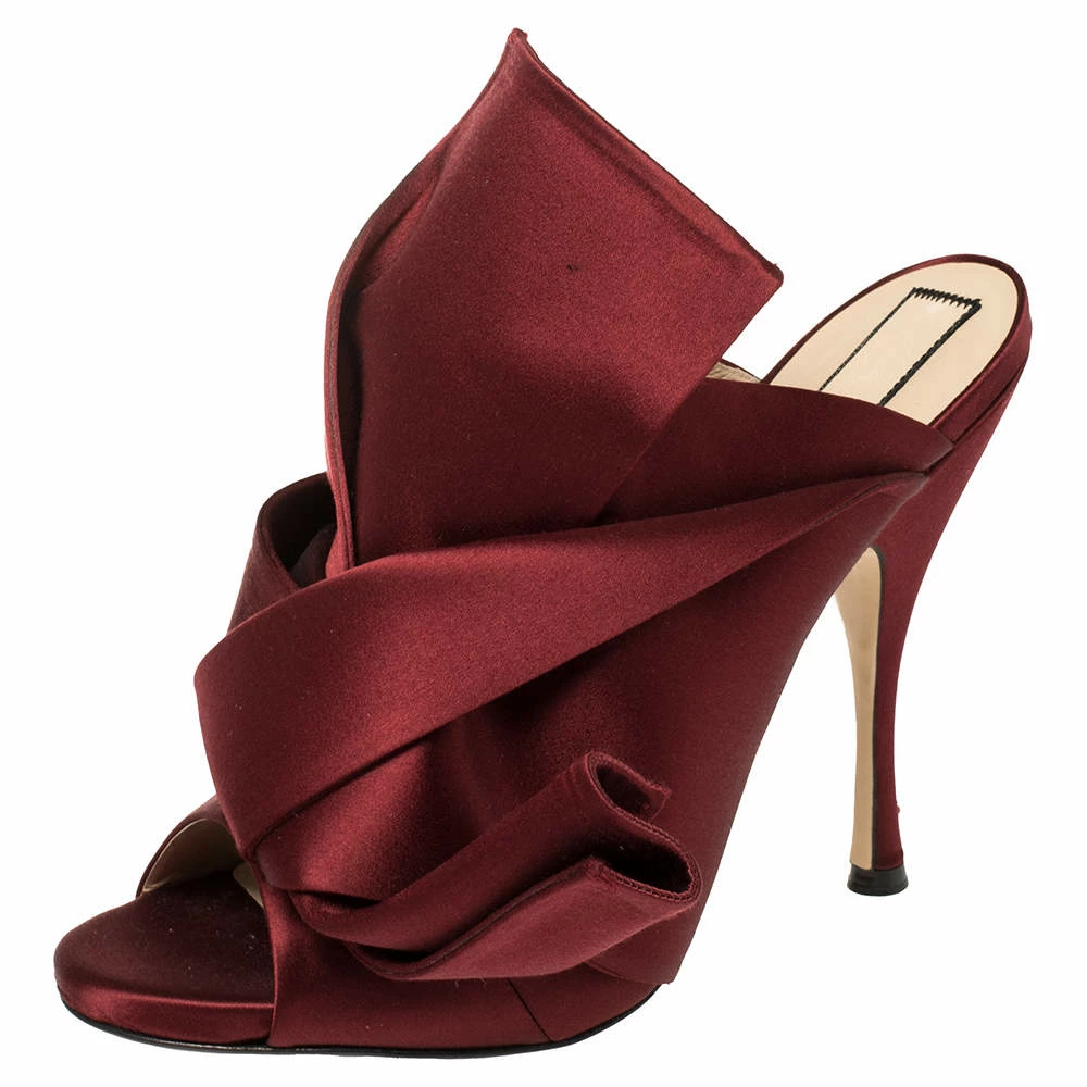 N21 N°21 Burgundy Satin Ronny Pleated Mules Size 41 Women Sandals N21 N°21 Burgundy Satin Ronny Pleated Mules Size 41 Women Sandals -N21shop luxury women n21 used shoes p389467 006
