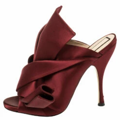 N21 N°21 Burgundy Satin Ronny Pleated Mules Size 41 Women Sandals 3 N21 N°21 Burgundy Satin Ronny Pleated Mules Size 41 Women Sandals -N21shop luxury women n21 used shoes p389467 010