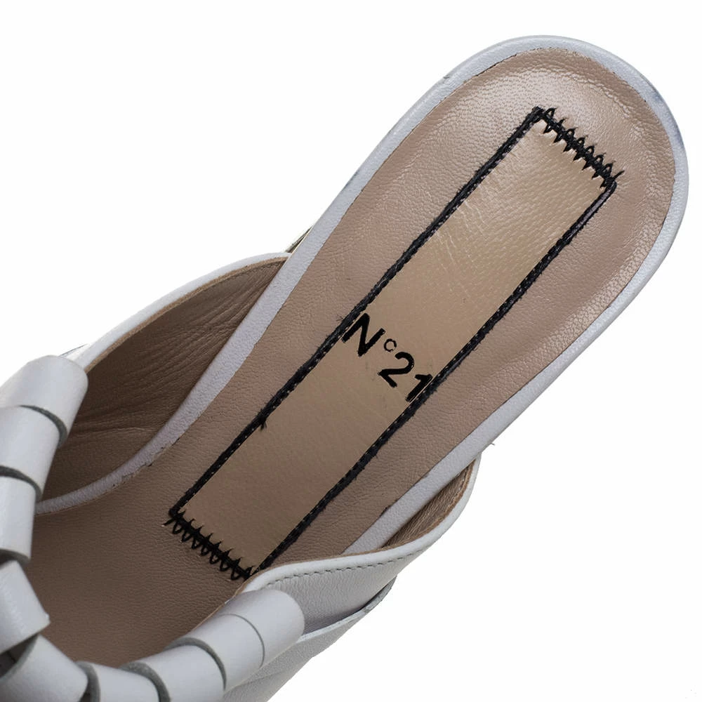 N21 White Leather Fringed Platform Mule Sandals Size 38.5 Women N21 White Leather Fringed Platform Mule Sandals Size 38.5 Women -N21shop luxury women n21 used shoes p389659 005