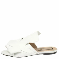 N21 White Leather Knot Flat Mules Size 38 Women Flats 3 N21 White Leather Knot Flat Mules Size 38 Women Flats -N21shop luxury women n21 used shoes p393592 001