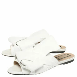 N21 White Leather Knot Flat Mules Size 38 Women Flats 5 N21 White Leather Knot Flat Mules Size 38 Women Flats -N21shop luxury women n21 used shoes p393592 002
