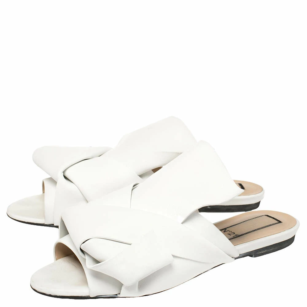 N21 White Leather Knot Flat Mules Size 38 Women Flats N21 White Leather Knot Flat Mules Size 38 Women Flats -N21shop luxury women n21 used shoes p393592 002