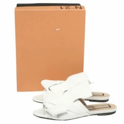 N21 White Leather Knot Flat Mules Size 38 Women Flats 11 N21 White Leather Knot Flat Mules Size 38 Women Flats -N21shop luxury women n21 used shoes p393592 008
