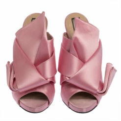 N21 Pink Satin Raso Peep Toe Mules Size 39.5 Women Sandals 4 N21 Pink Satin Raso Peep Toe Mules Size 39.5 Women Sandals -N21shop luxury women n21 used shoes p395821 005